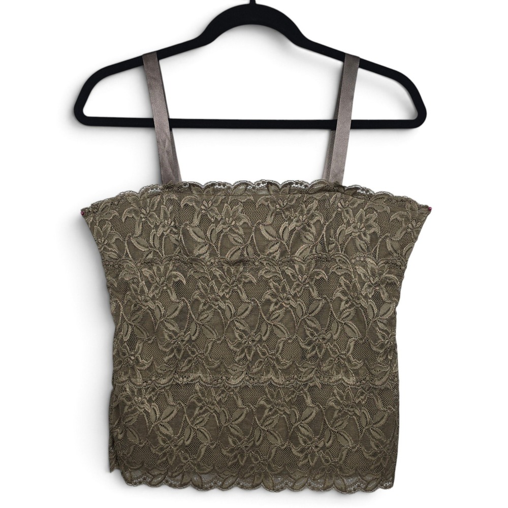 Coldwater Creek Camisole Womens S Floral Lace Taupe Brown Lined Scallop Trim Top